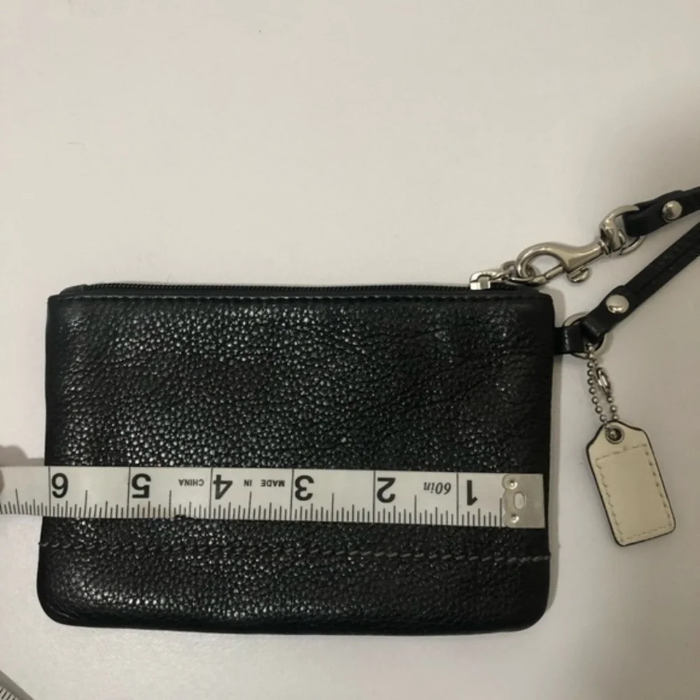Coach black leather wristlet bag